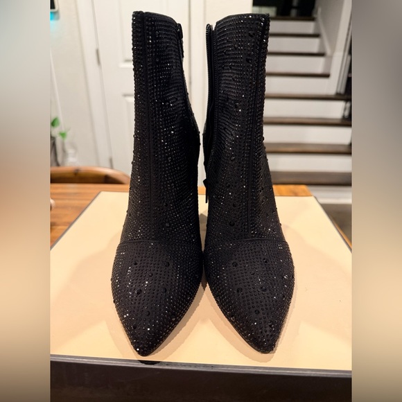 BCBGeneration Black Crystal-Embellished Pointed Toe Ankle Boots - Picture 3 of 5